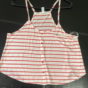 Red and White Camisole Top with Striking Stripes